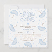 Modern Blue Typography Baby shower Invitation Kaart (Voorkant)