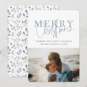 Modern Blue Typography Feestdagenkaart (Voorkant / Achterkant)