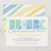 Modern Blue Typography Kleurrijke Jongen Baby show Kaart (Voorkant / Achterkant)