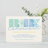 Modern Blue Typography Kleurrijke Jongen Baby show Kaart (Staand voorkant)