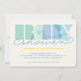 Modern Blue Typography Kleurrijke Jongen Baby show Kaart