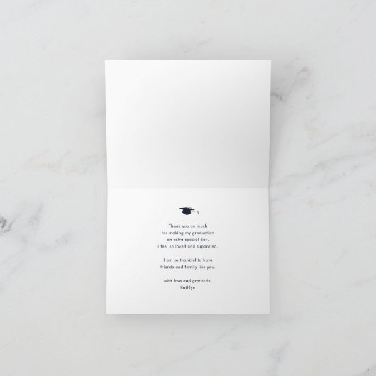 Modern Blue Typography Simple Photo Afstuderen Bedankkaart (Binnen)