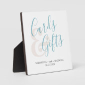 Modern Blue Typography Wedding Cards Gifts Sign Fotoplaat (Voorkant)