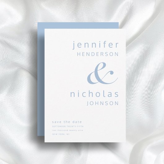 Modern Blue Typography Wedding Save The Date