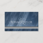 Modern Blue velvet texture Monogram Visitekaartje (Voorkant)