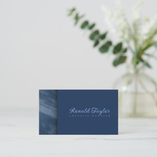 Modern Blue velvet texture Visitekaartje (Staand voorkant)