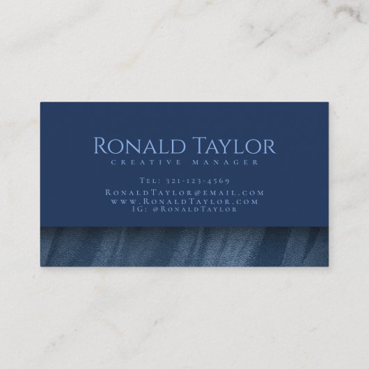 Modern Blue velvet texture Visitekaartje (Achterkant)