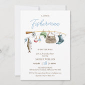 Modern Blue Vissen Rod Boys Gevist Baby shower Kaart (Voorkant)