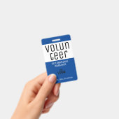 Modern Blue Vrijwilliger ID Logo Code Event Badge (Handheld)