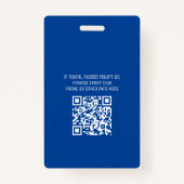 Modern Blue Vrijwilliger ID Logo Code Event Badge (Achterkant)