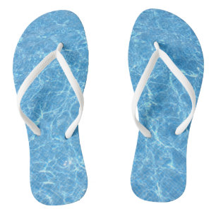 Modern Blue Water Aqua Zwembad Sjabloon Volwassene Teenslippers