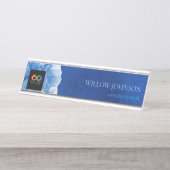 Modern Blue Water Audit Firm Custom Logo Desk  Bureau Naambordje (Voorkant)