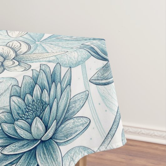 Modern Blue Water Lilies Monet Style Tafelkleed (Voorbeeld)