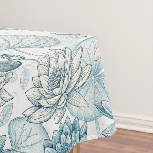 Modern Blue Water Lilies Monet Style Tafelkleed (Voorbeeld)