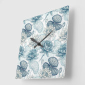 Modern Blue Water Lilies Monet Style Vierkante Klok (Hoek)