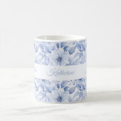Modern Blue Watercolor Floral Pattern Name Koffiemok (Center)