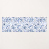 Modern Blue Watercolor Floral Pattern Name Yogamat (Voorkant (horizontaal))