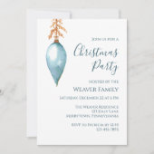 Modern Blue Waterverf Bauble kerstfeest Kaart (Voorkant)