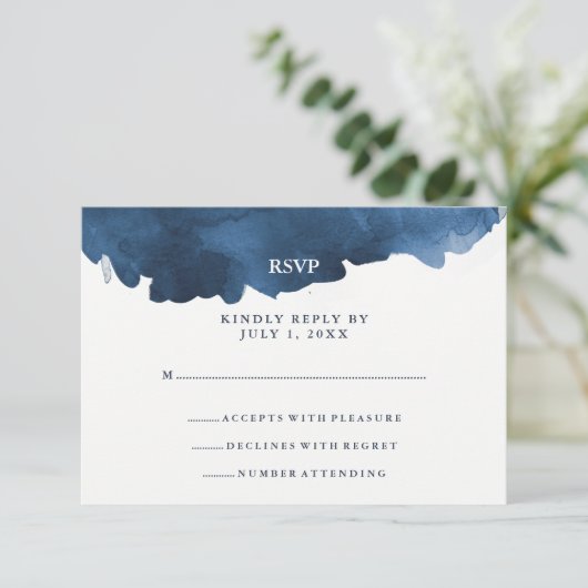 Modern Blue Waterverf | BBT Mitzvah RSVP (Staand voorkant)