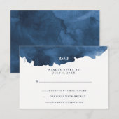 Modern Blue Waterverf | BBT Mitzvah RSVP (Voorkant / Achterkant)