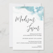 Modern Blue Waterverf Beach Wedding Invitation Kaart (Voorkant)