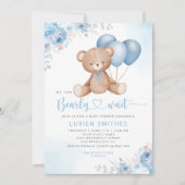 Modern Blue Waterverf Boho Teddy Bear Baby shower Kaart (Voorkant)