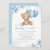Modern Blue Waterverf Boho Teddy Bear Baby shower Kaart (Voorkant / Achterkant)
