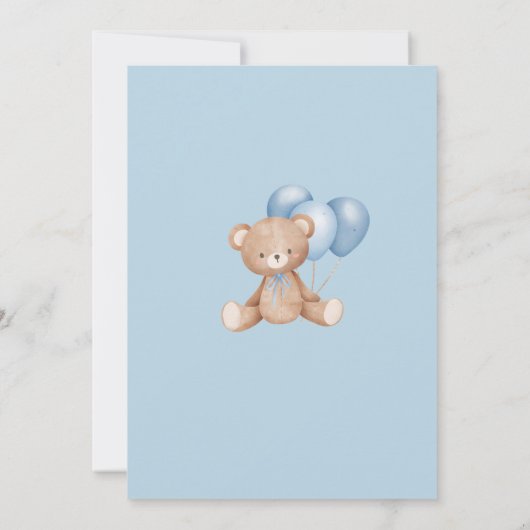 Modern Blue Waterverf Boho Teddy Bear Baby shower Kaart (Achterkant)