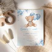 Modern Blue Waterverf Boho Teddy Bear Baby shower Kaart