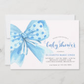 Modern Blue Waterverf Bow Ribbon Baby shower Kaart (Voorkant)
