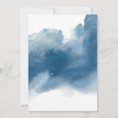 Modern Blue Waterverf en Blue Floral Wedding Kaart (Achterkant)