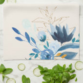 Modern Blue Waterverf Floral op maat Theedoek (Gevouwen)