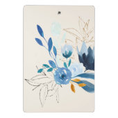 Modern Blue Waterverf Florals Persoonlijke naam Mini Klembord (Achterkant)