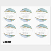 Modern Blue Waterverf Gold Glitter Wedding Favor Ronde Sticker (Vel)