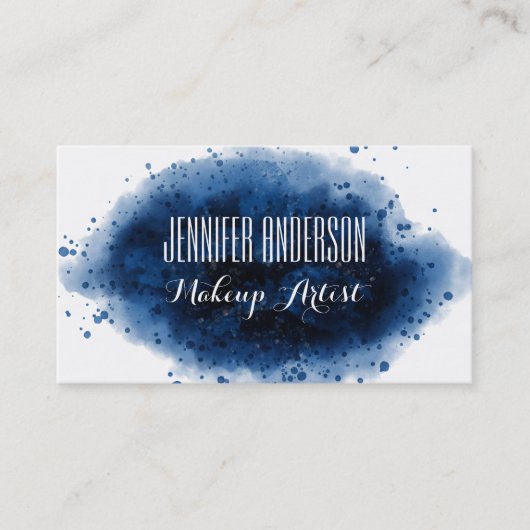 Modern Blue Waterverf Makeup Artist Appointment Afsprakenkaartje (Voorkant)