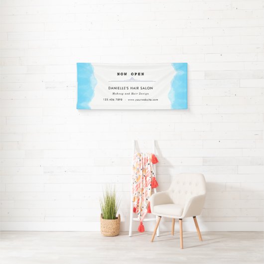 Modern Blue Waterverf Mode Business Spandoek (Insitu)