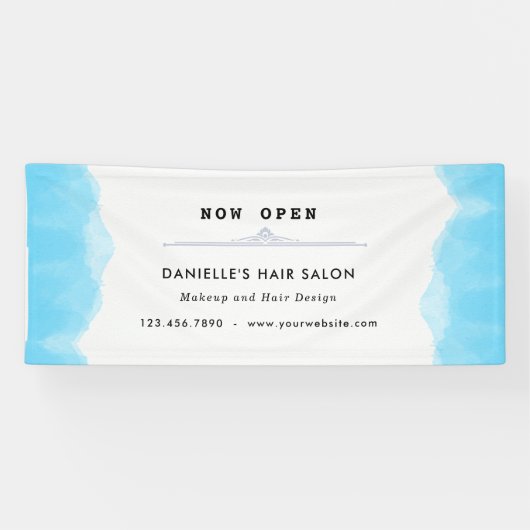 Modern Blue Waterverf Mode Business Spandoek (Horizontaal)