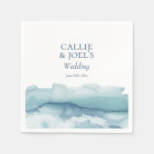 Modern Blue Waterverf Ocean Wedding Servet (Voorkant)