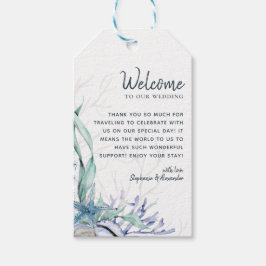 Modern Blue Waterverf Ocean Wedding Welcome Cadeaulabel