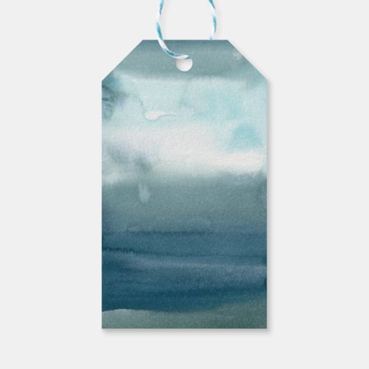 Modern Blue Waterverf Ocean Wedding Welcome Cadeaulabel (Achterkant)