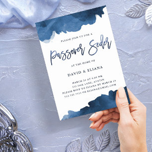 Modern Blue Waterverf   Poortuitnodiging voor Pass Kaart