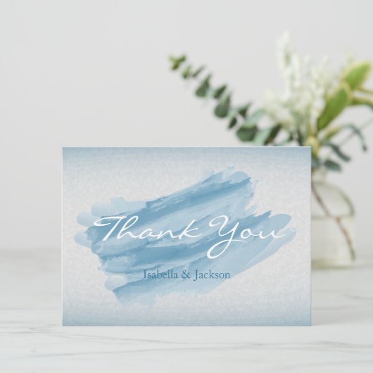 Modern Blue Waterverf Splash Bedankkaart (Staand voorkant)