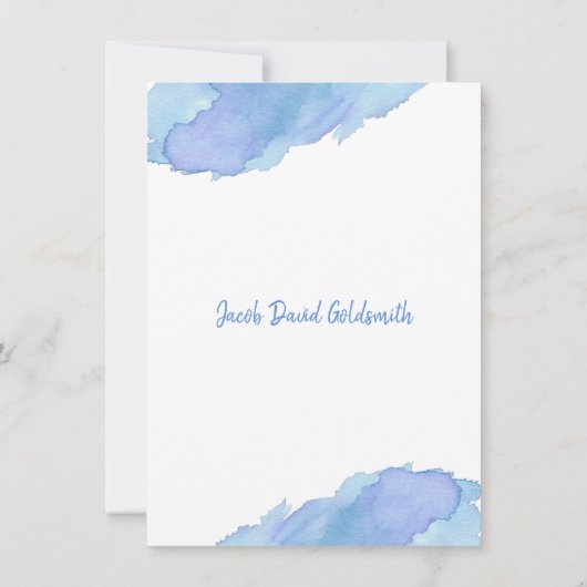 Modern Blue Waterverf Star van David BAR MITZVAH Kaart (Achterkant)