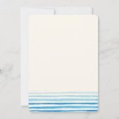 Modern Blue Waterverf Stripes doopuitnodiging Kaart (Achterkant)