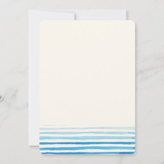Modern Blue Waterverf Stripes doopuitnodiging Kaart (Achterkant)