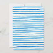 Modern Blue Waterverf Stripes repetitie diner Kaart (Achterkant)