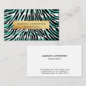 Modern Blue Waterverf Stripes Zebra Pattern Gold Visitekaartje (Voorkant / Achterkant)