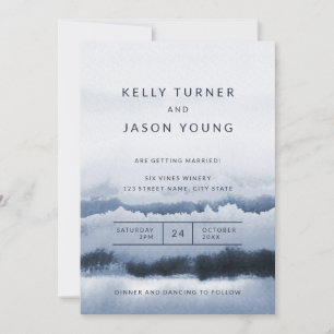 Modern Blue Waterverf Tie Dye Abstract bruiloft Kaart