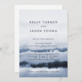 Modern Blue Waterverf Tie Dye Abstracte bruiloft Kaart (Voorkant / Achterkant)