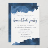 Modern Blue Waterverf | Uitnodiging van de partij  (Voorkant / Achterkant)